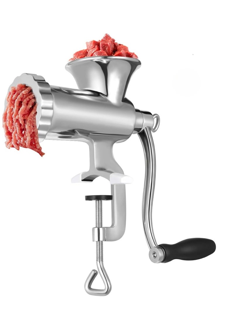 Aluminum alloy Manual Meat Grinder with Hand Crank Sausage Stuffer and Vegetable Processor  Ideal for Home Use Grinding Beef and Chopping Vegetables Dishwasher Safe Mincer and Filler