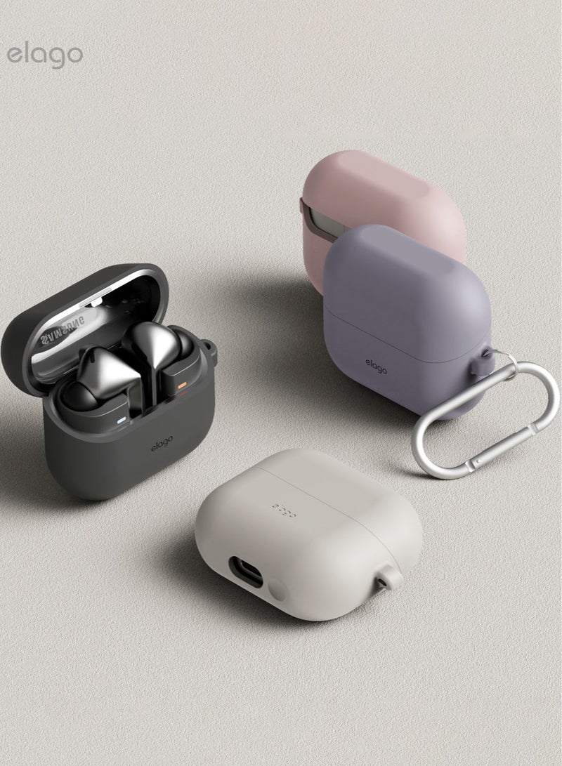 Silicone Hang for Samsung Galaxy Buds3 and Galaxy Buds 3 Pro Case Cover with Carabiner - Stone