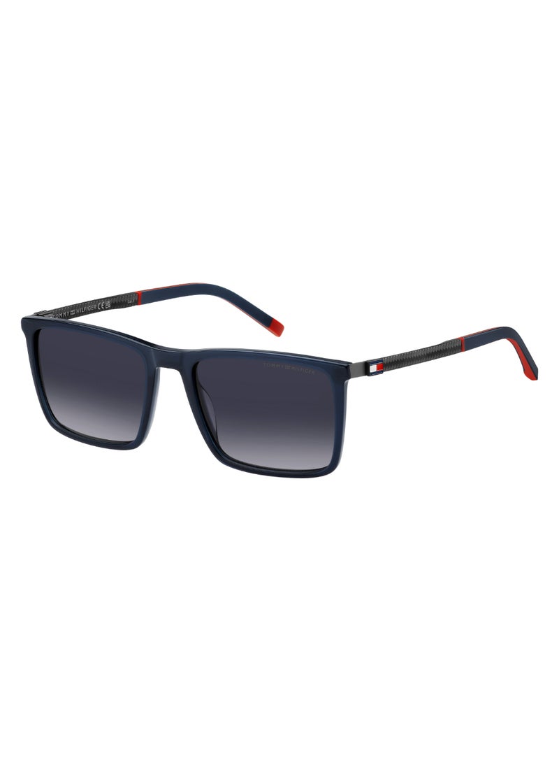 Men's UV Protection Rectangular Shape Carbon Fiber Sunglasses TH 2077/S GREY 41 - Lens Size: 41 Mm - Blue