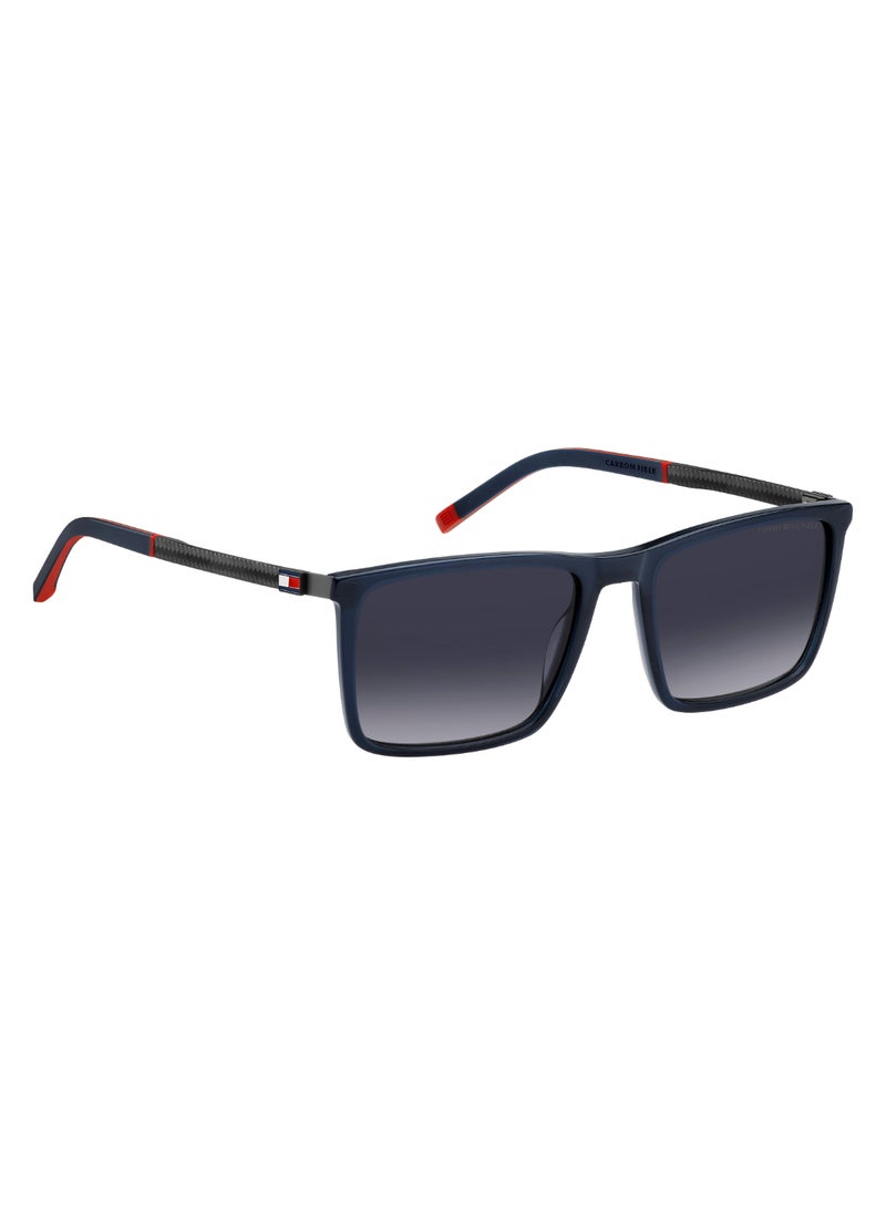 Men's UV Protection Rectangular Shape Carbon Fiber Sunglasses TH 2077/S GREY 41 - Lens Size: 41 Mm - Blue