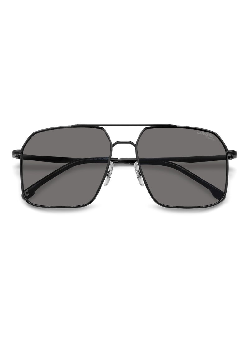 Men's Polarized Square Shape Metal Sunglasses CARRERA 333/S GREY 52 - Lens Size: 51.6 Mm - Mtt Black