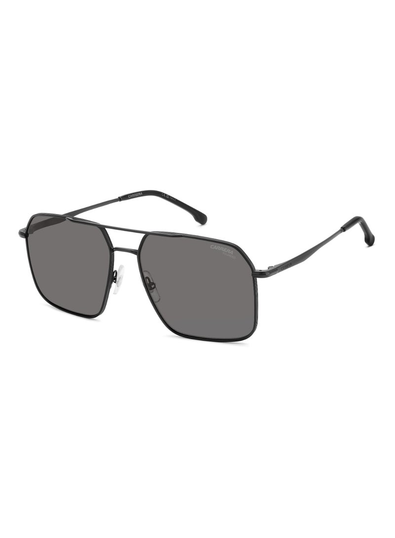 Men's Polarized Square Shape Metal Sunglasses CARRERA 333/S GREY 52 - Lens Size: 51.6 Mm - Mtt Black