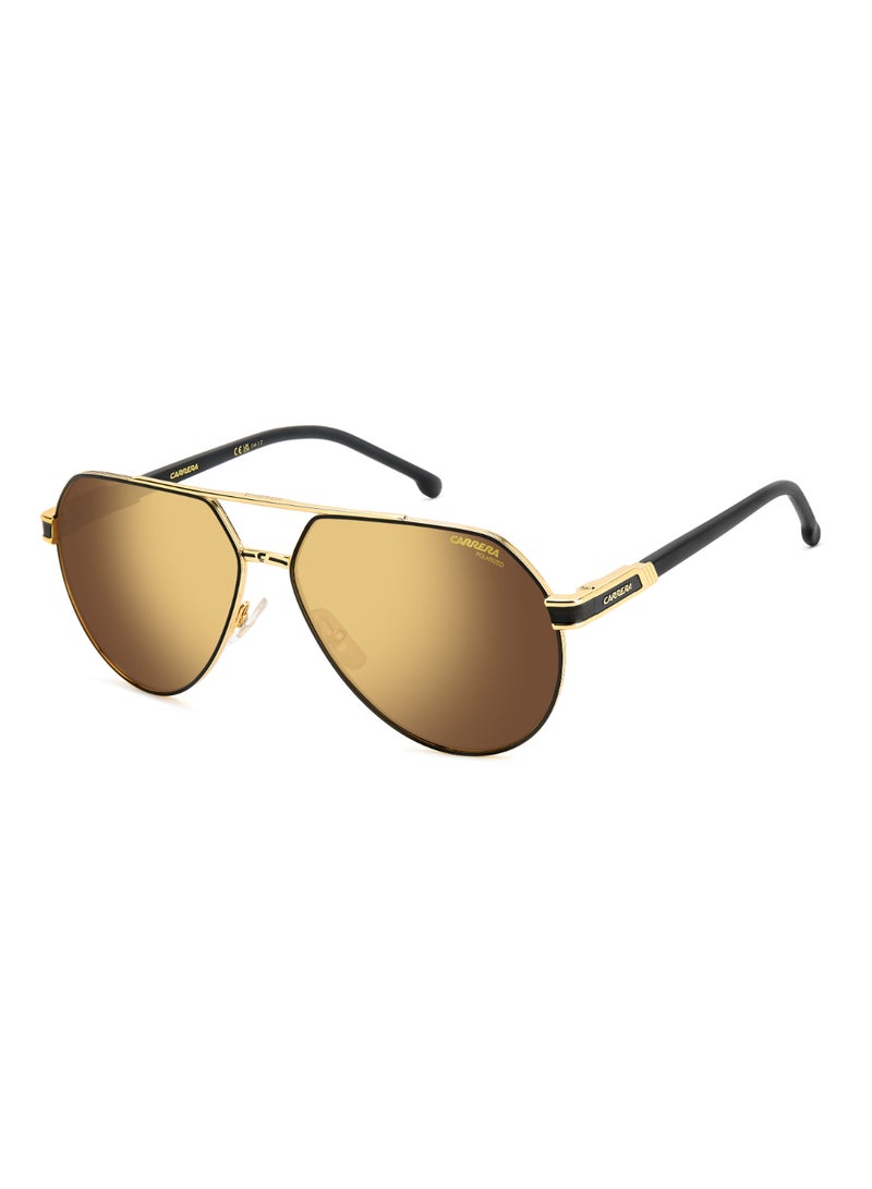 Men's Polarized Pilot Shape Metal Sunglasses CARRERA 1067/S GOLD 53 - Lens Size: 53.4 Mm - Mt Bk Gd