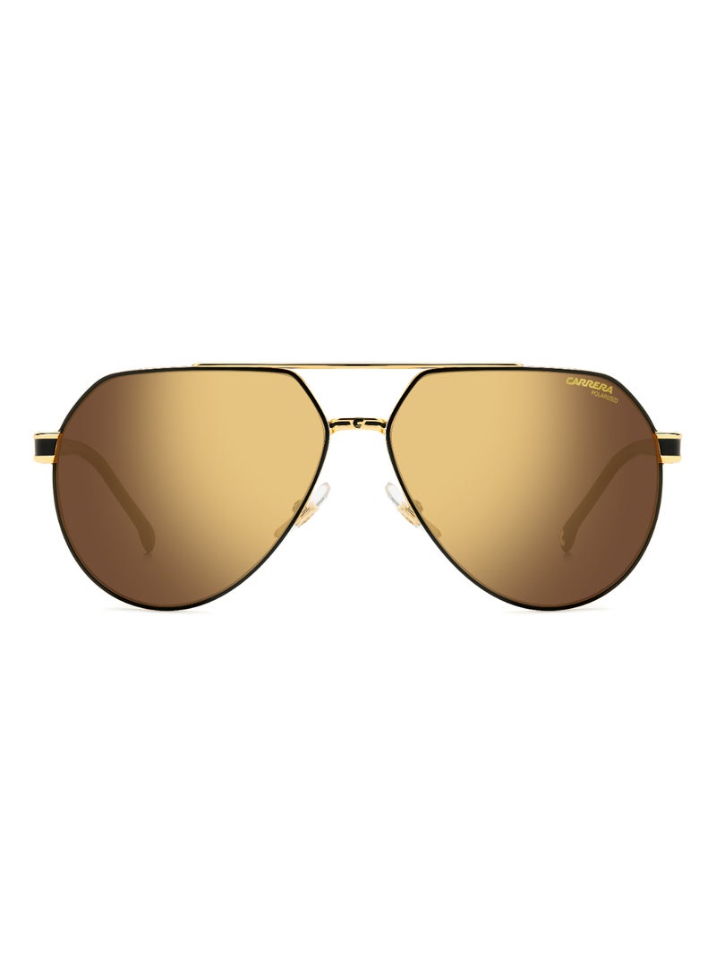 Men's Polarized Pilot Shape Metal Sunglasses CARRERA 1067/S GOLD 53 - Lens Size: 53.4 Mm - Mt Bk Gd