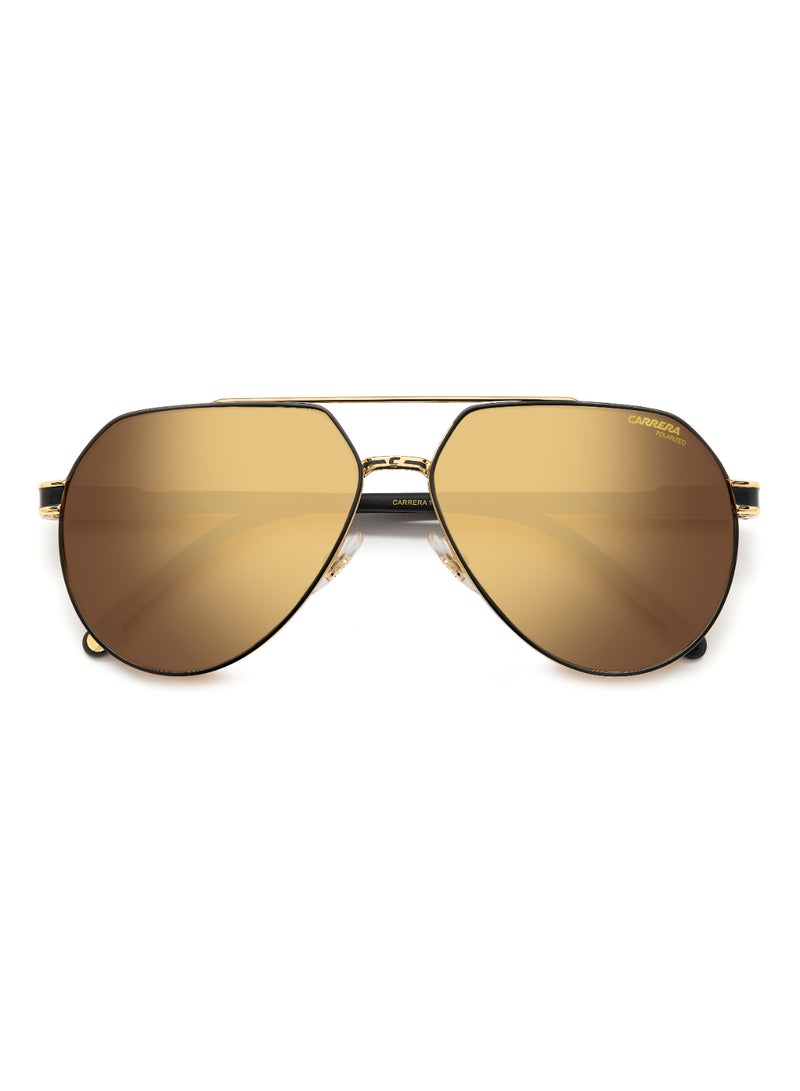 Men's Polarized Pilot Shape Metal Sunglasses CARRERA 1067/S GOLD 53 - Lens Size: 53.4 Mm - Mt Bk Gd