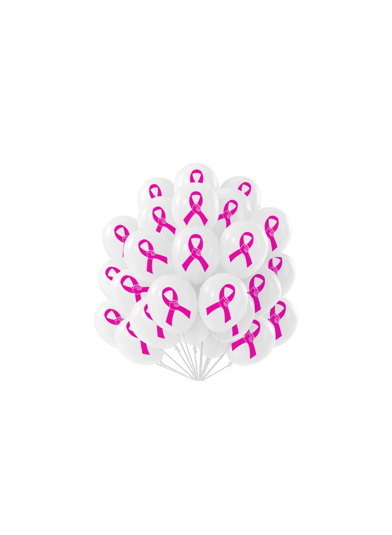 BreastCancer Awareness Balloons Pack of 60 Pcs - Party Decorations Balloons - Ideal for Charity Events, Fundraisers - October Pink Cancer Awareness Balloons (White)