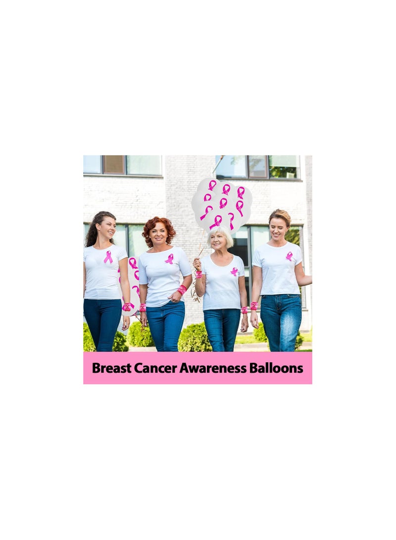 BreastCancer Awareness Balloons Pack of 60 Pcs - Party Decorations Balloons - Ideal for Charity Events, Fundraisers - October Pink Cancer Awareness Balloons (White)