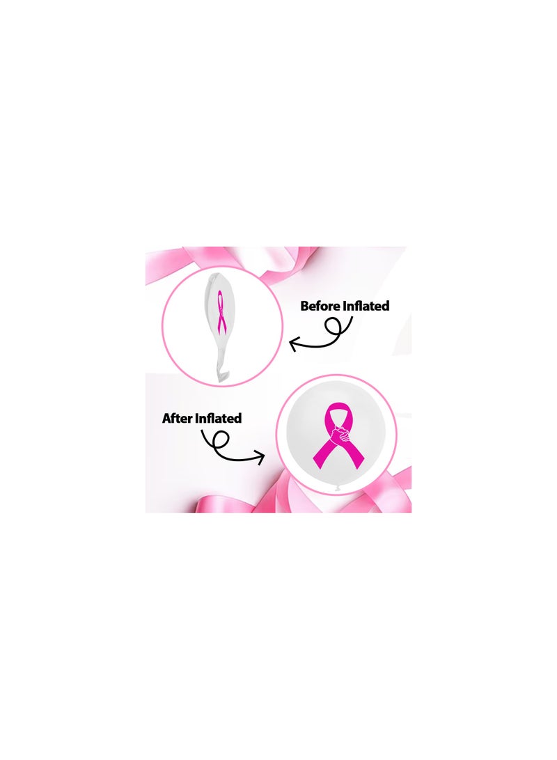 BreastCancer Awareness Balloons Pack of 60 Pcs - Party Decorations Balloons - Ideal for Charity Events, Fundraisers - October Pink Cancer Awareness Balloons (White)