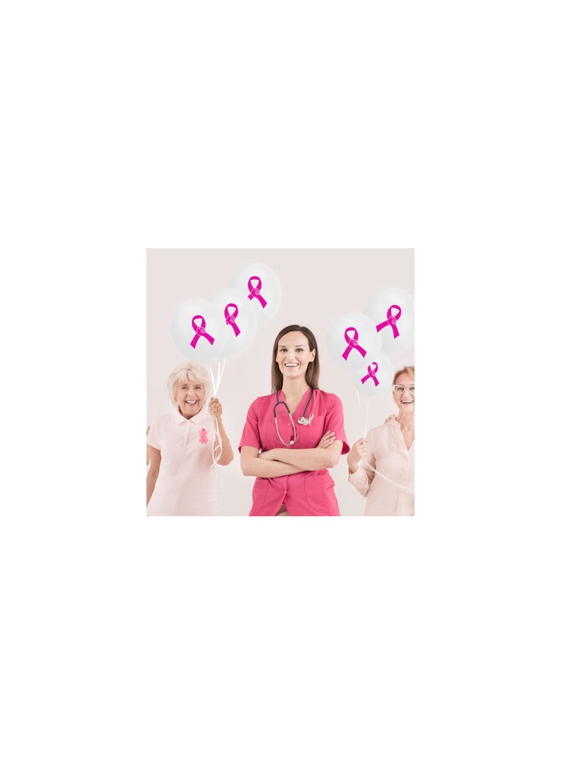BreastCancer Awareness Balloons Pack of 60 Pcs - Party Decorations Balloons - Ideal for Charity Events, Fundraisers - October Pink Cancer Awareness Balloons (White)