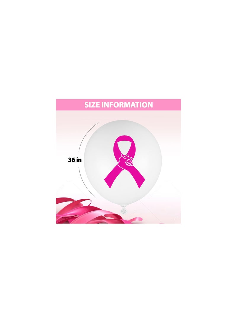 BreastCancer Awareness Balloons Pack of 60 Pcs - Party Decorations Balloons - Ideal for Charity Events, Fundraisers - October Pink Cancer Awareness Balloons (White)
