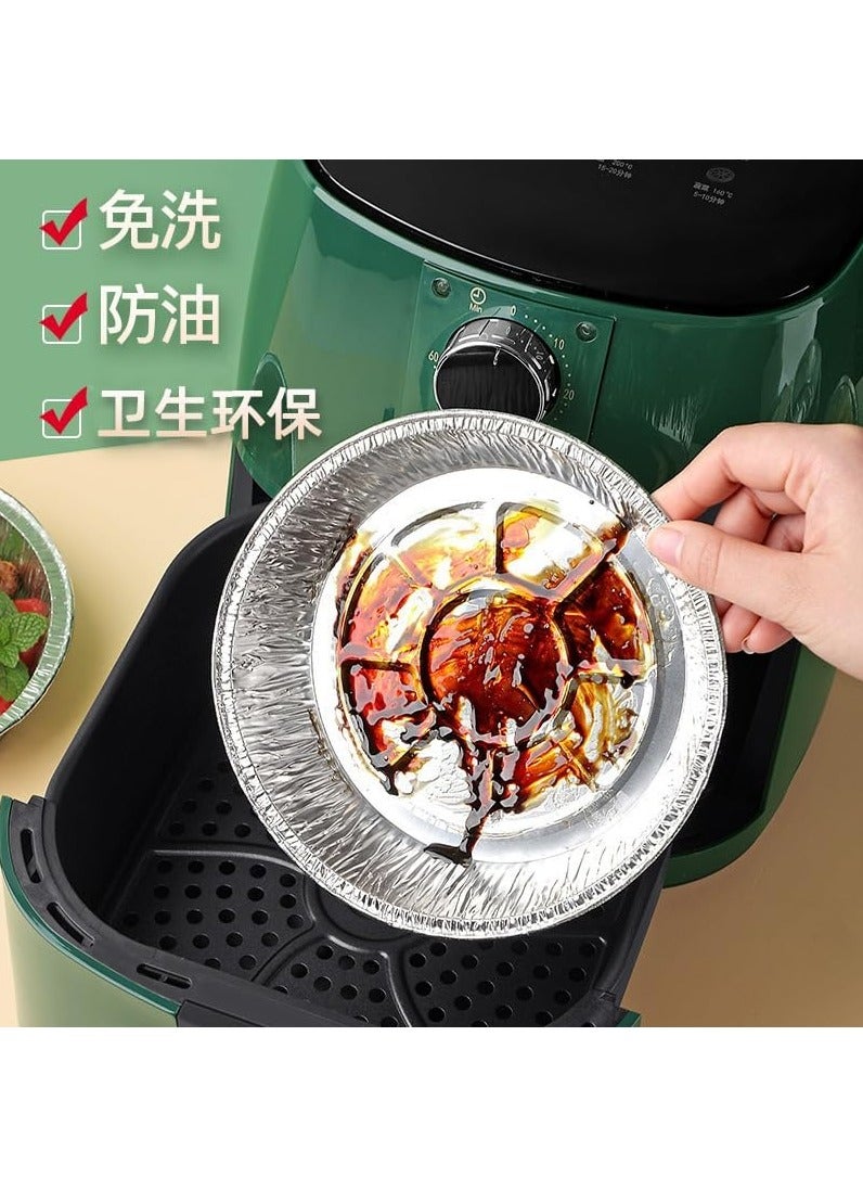 50 Pcs Round Foil Trays 6 Inch Disposable Aluminum Foil Plates Safe Material High-temperature Resistance Easy To Use for Air Fryers Baking Cooking Storage Roasting