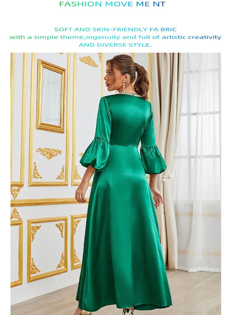 Gown Shining Green Party Dress