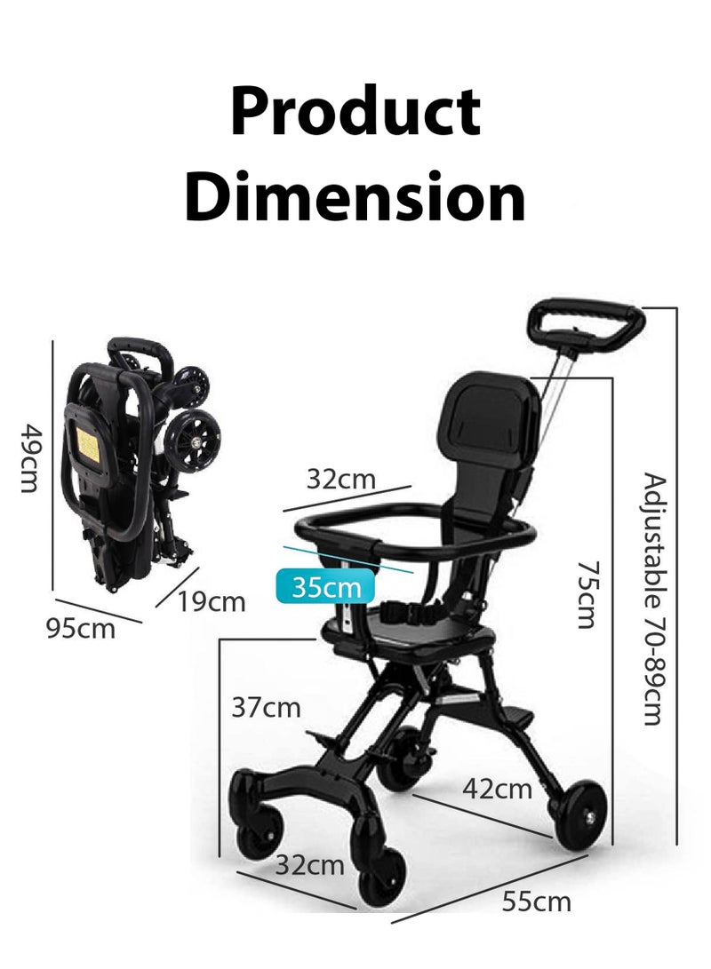 Portable Baby Stroller Lightweight Compact Travel with Adjustable Handles and Backrest One Hand Foldable Easy Overhead Airplane Car Trunk Storage Airport Shopping Walking Pocket Stroller Cart Toddler