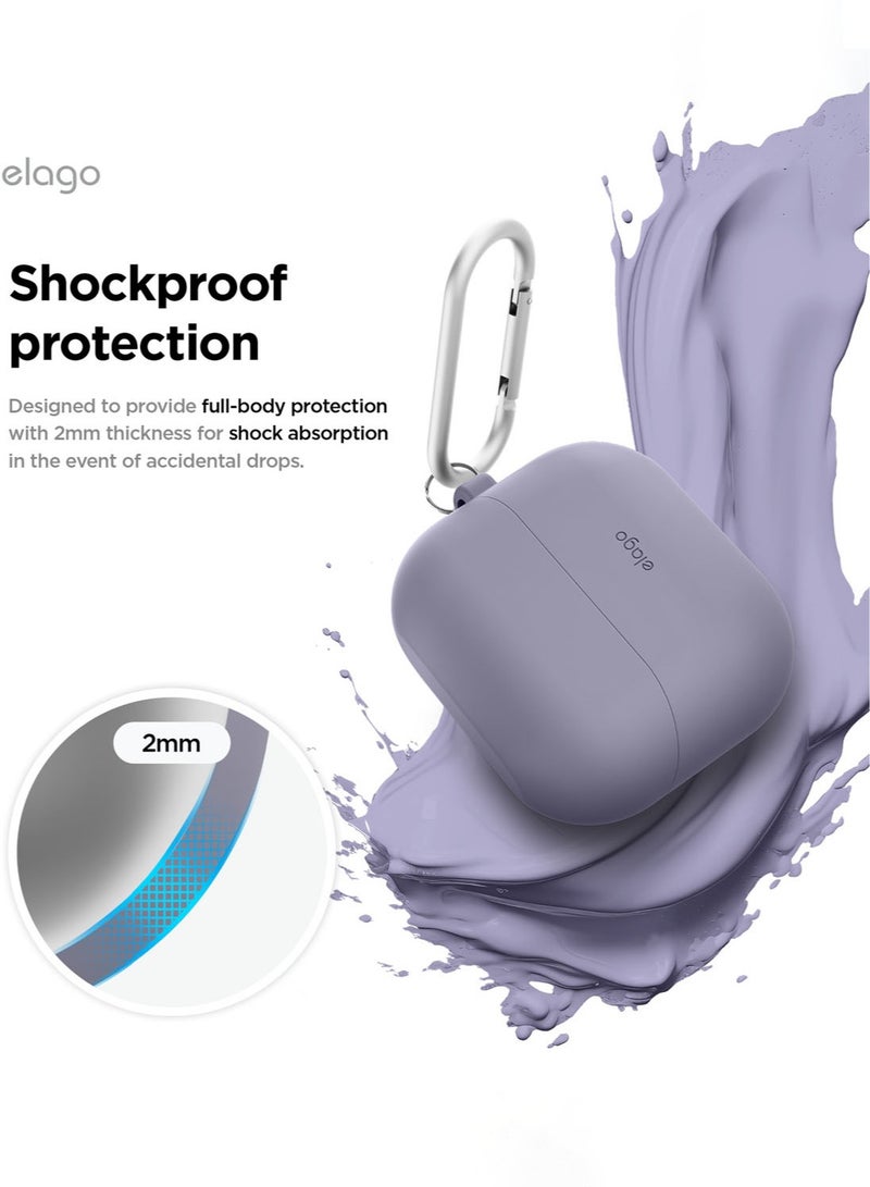 Silicone Hang for Samsung Galaxy Buds3 and Galaxy Buds 3 Pro Case Cover with Carabiner - Lavender Grey