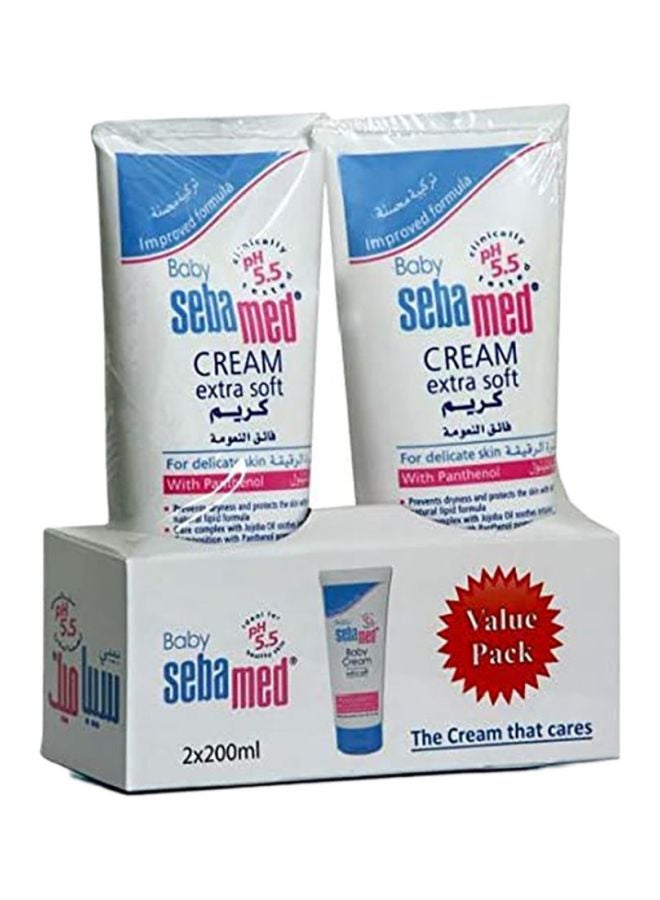 Baby Extra Soft Skin Care Cream With Panthenol For Delicate Skin, Pack Of 2, 200ml+200ml