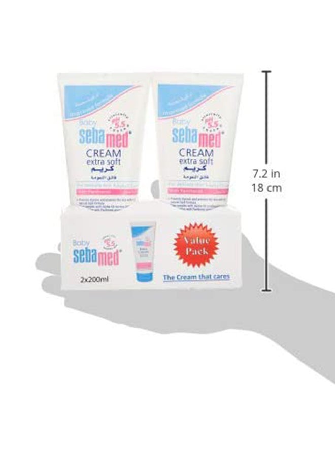 Baby Extra Soft Skin Care Cream With Panthenol For Delicate Skin, Pack Of 2, 200ml+200ml