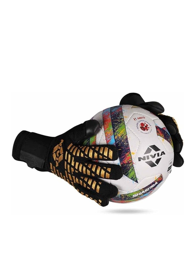 Nivia Ashtang Gold Rubber Football Goalkeeper Hand Gloves (Gold, S) | for Men & Women | for Football, Soccer goalkeeping