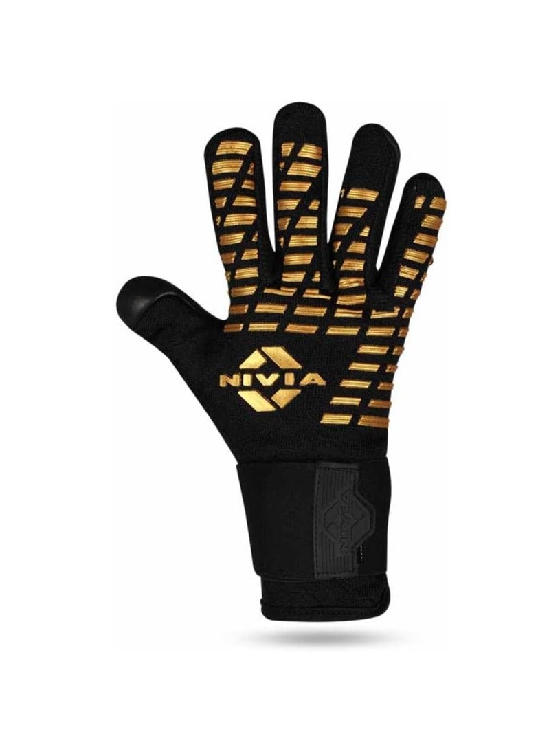Nivia Ashtang Gold Rubber Football Goalkeeper Hand Gloves (Gold, S) | for Men & Women | for Football, Soccer goalkeeping