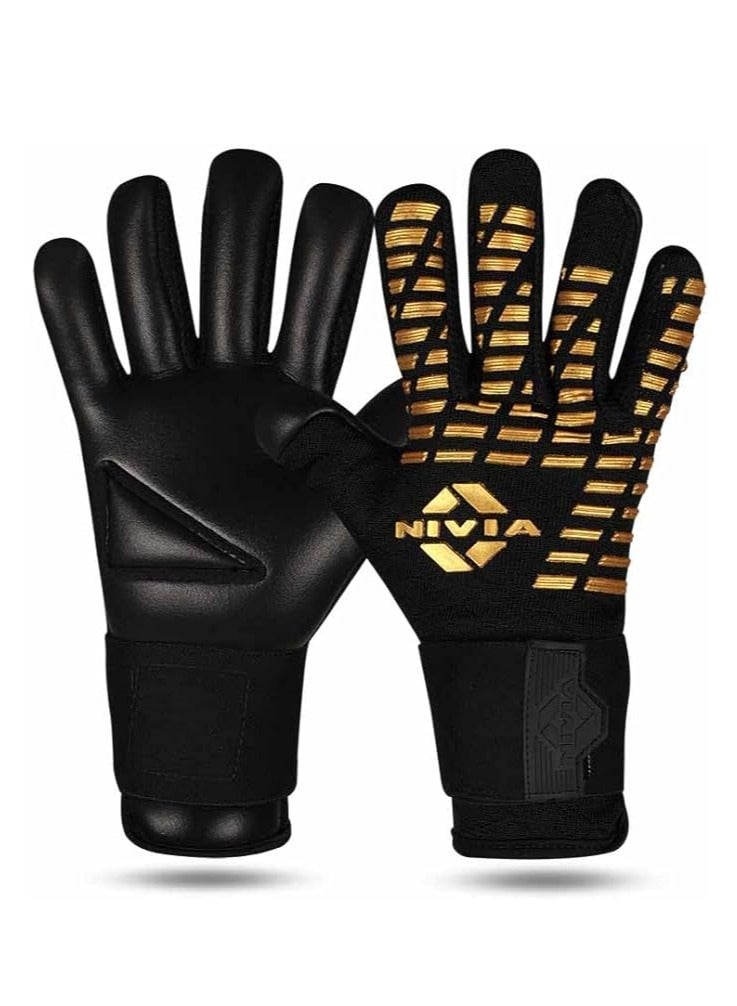 Nivia Ashtang Gold Rubber Football Goalkeeper Hand Gloves (Gold, S) | for Men & Women | for Football, Soccer goalkeeping