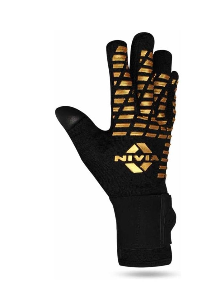 Nivia Ashtang Gold Rubber Football Goalkeeper Hand Gloves (Gold, S) | for Men & Women | for Football, Soccer goalkeeping