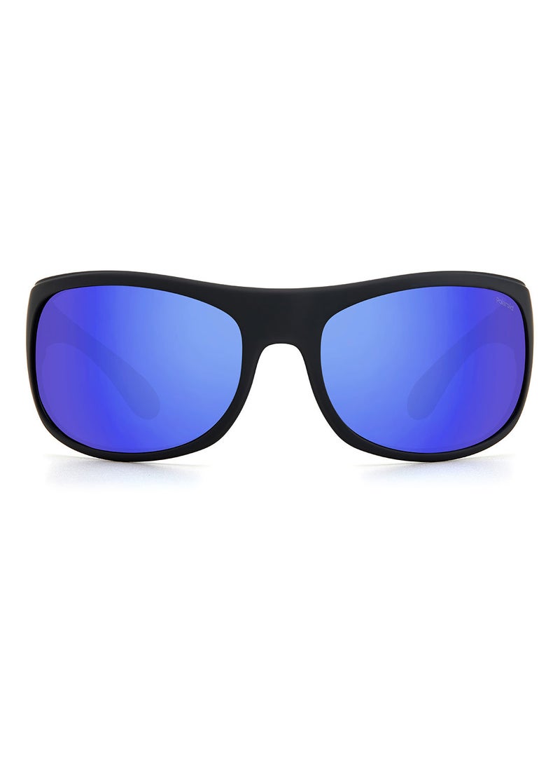 Rectangular Sport Sunglasses 7886 MTBLKBLUE 66