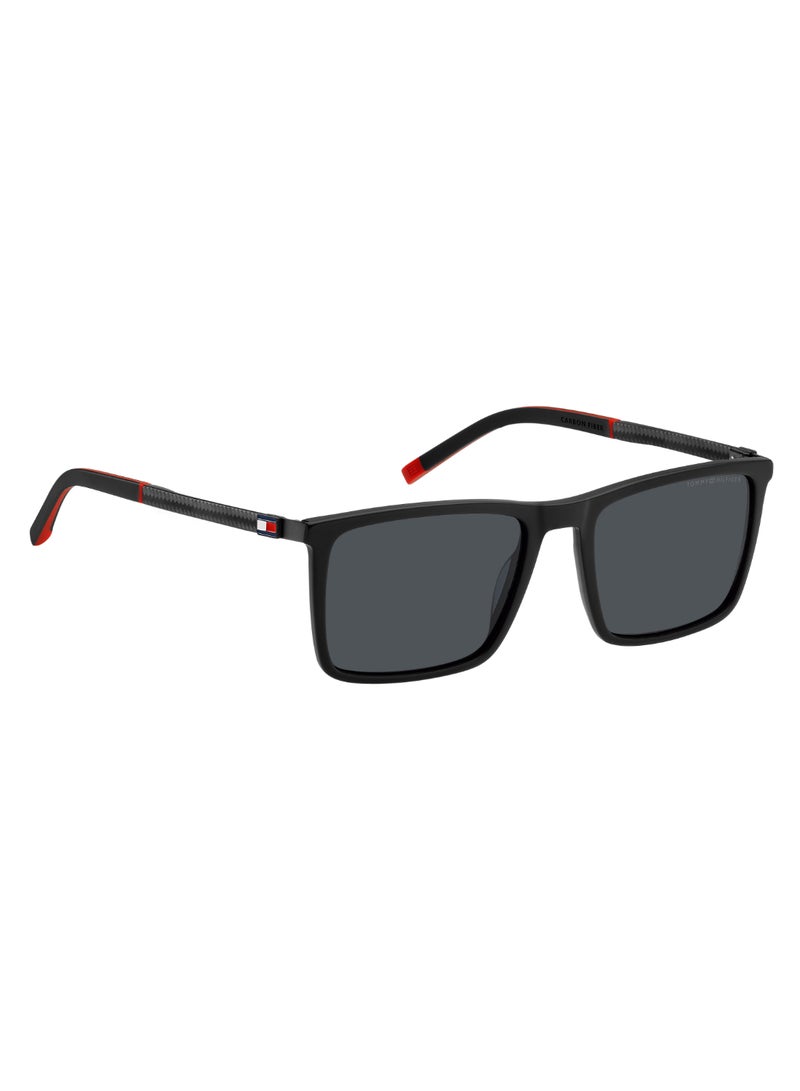 Men's UV Protection Rectangular Shape Carbon Fiber Sunglasses TH 2077/S GREY 41 - Lens Size: 41 Mm - Mtt Black