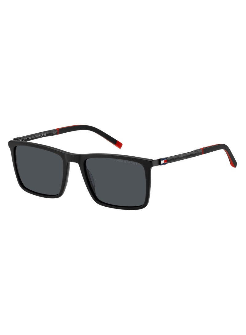 Men's UV Protection Rectangular Shape Carbon Fiber Sunglasses TH 2077/S GREY 41 - Lens Size: 41 Mm - Mtt Black
