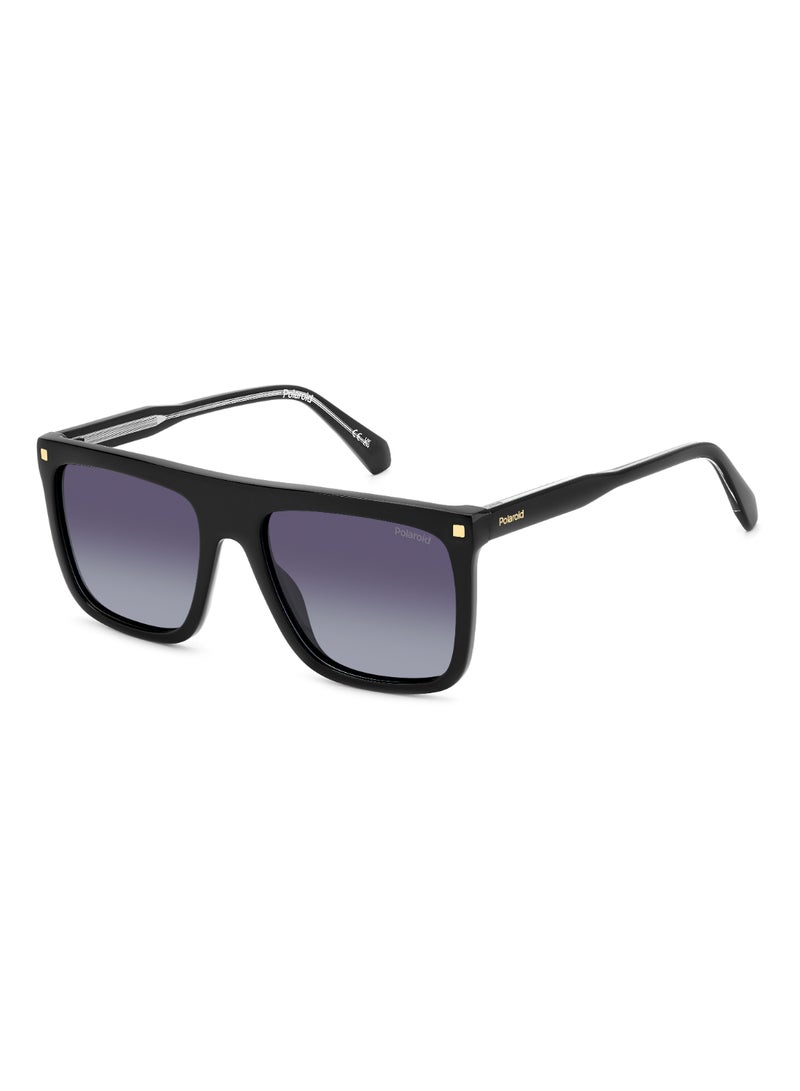 Men's Polarized Rectangular Shape Acetate Sunglasses PLD 4166/S/X GREY 46 - Lens Size: 46.1 Mm - Black