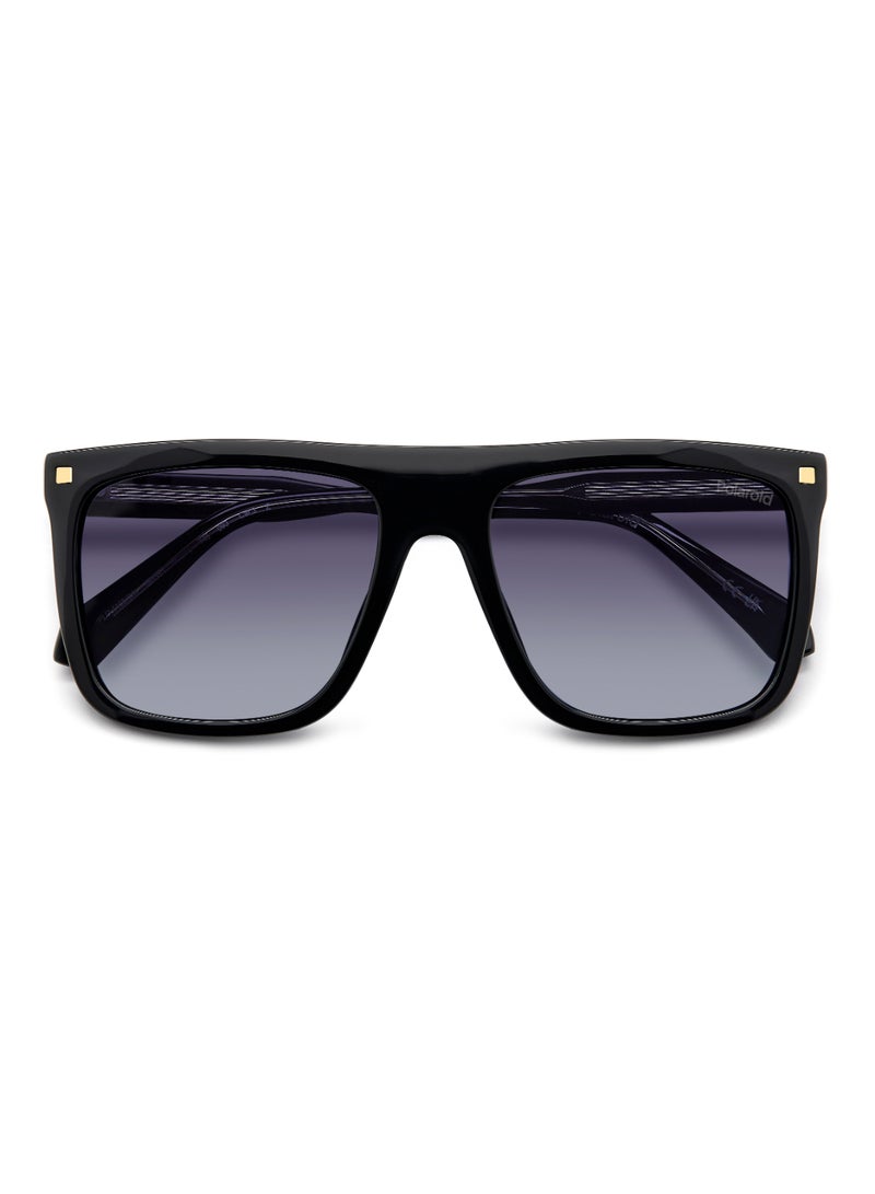 Men's Polarized Rectangular Shape Acetate Sunglasses PLD 4166/S/X GREY 46 - Lens Size: 46.1 Mm - Black