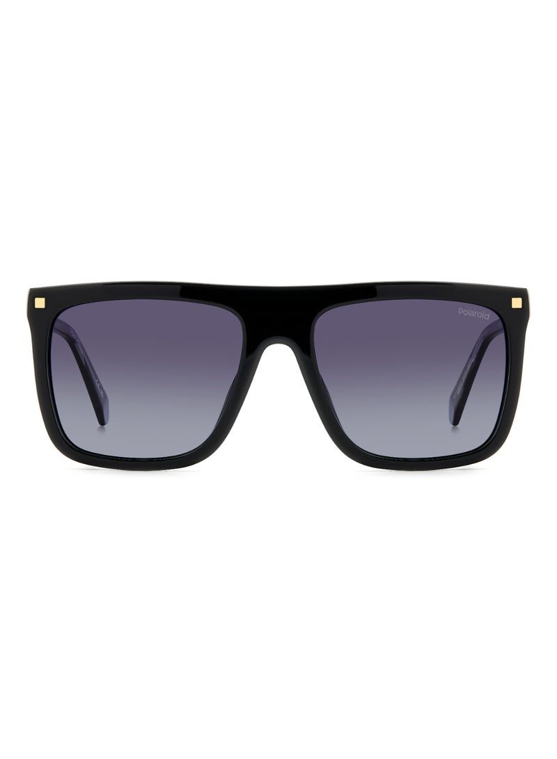 Men's Polarized Rectangular Shape Acetate Sunglasses PLD 4166/S/X GREY 46 - Lens Size: 46.1 Mm - Black