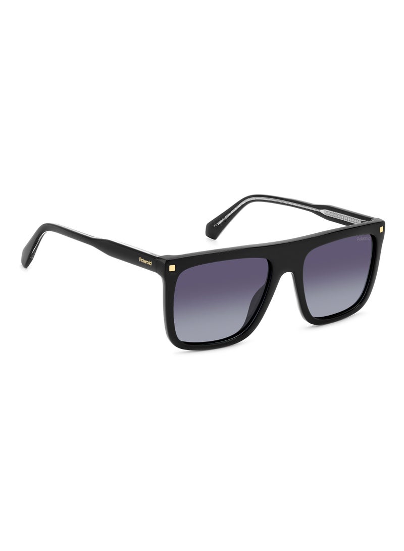 Men's Polarized Rectangular Shape Acetate Sunglasses PLD 4166/S/X GREY 46 - Lens Size: 46.1 Mm - Black