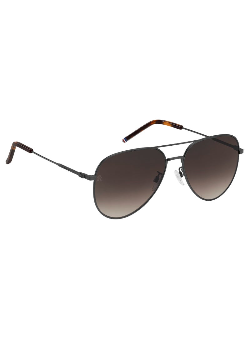 Men's Uv Protection Pilot Shape Metal Sunglasses Th 2111/G/S Brown 55 - Lens Size: 55 Mm - Mtrut Blk