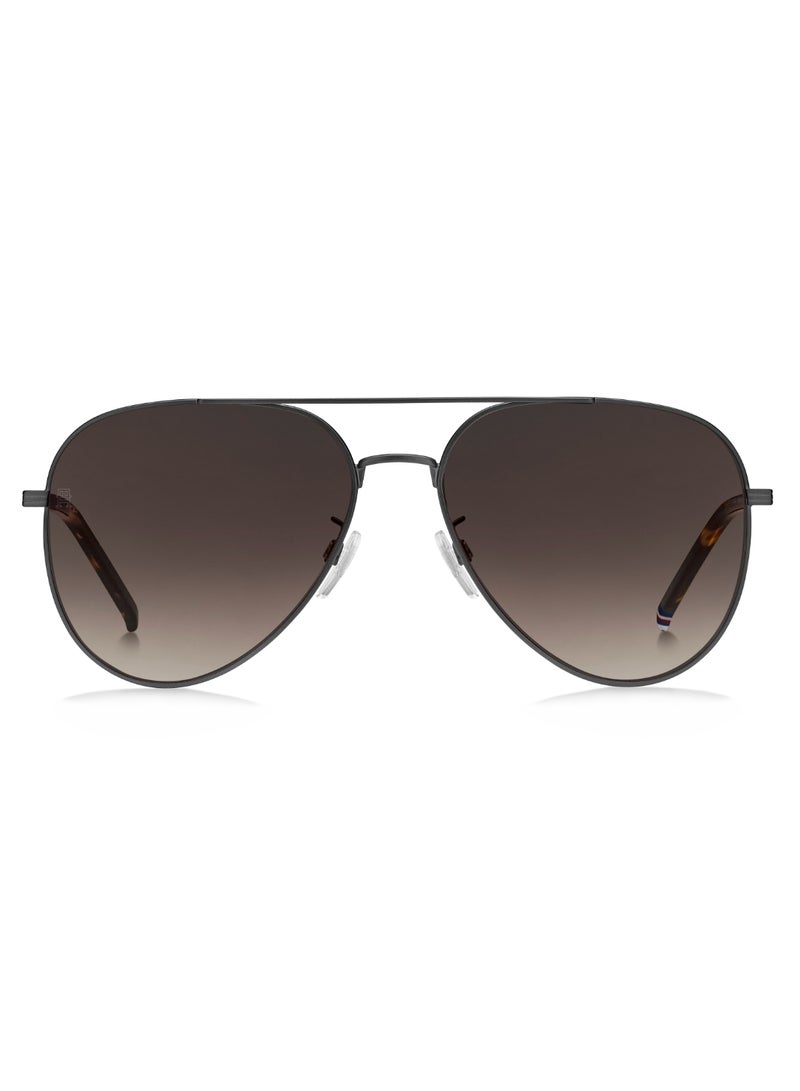 Men's Uv Protection Pilot Shape Metal Sunglasses Th 2111/G/S Brown 55 - Lens Size: 55 Mm - Mtrut Blk