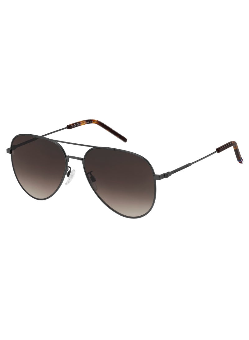 Men's Uv Protection Pilot Shape Metal Sunglasses Th 2111/G/S Brown 55 - Lens Size: 55 Mm - Mtrut Blk