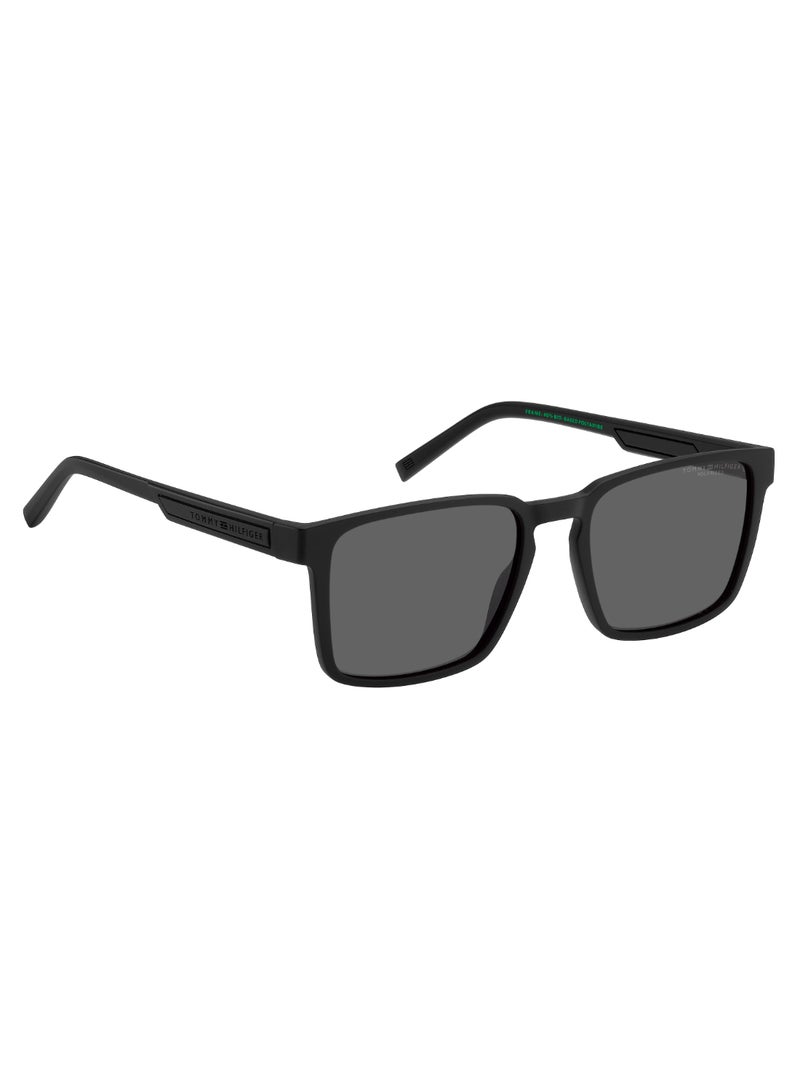 Men's Polarized Rectangular Shape  Sunglasses TH 2088/S GREY 44 - Lens Size: 43.8 Mm - Mtt Black