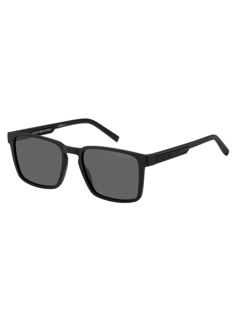 Men's Polarized Rectangular Shape  Sunglasses TH 2088/S GREY 44 - Lens Size: 43.8 Mm - Mtt Black