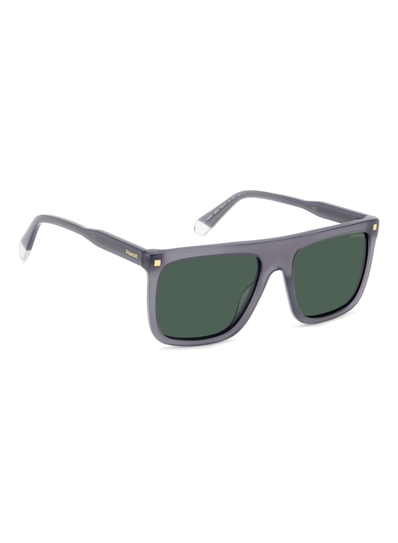 Men's Polarized Rectangular Shape Acetate Sunglasses PLD 4166/S/X GREEN 46 - Lens Size: 46.1 Mm - Grey