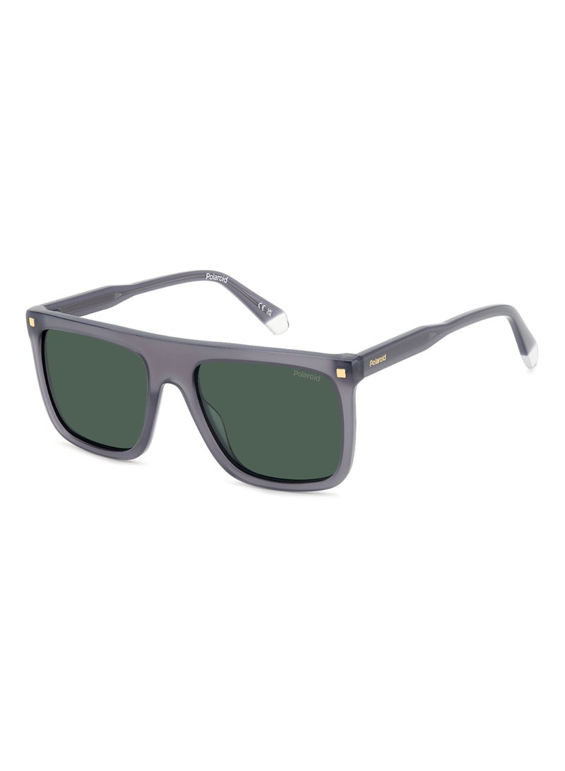 Men's Polarized Rectangular Shape Acetate Sunglasses PLD 4166/S/X GREEN 46 - Lens Size: 46.1 Mm - Grey