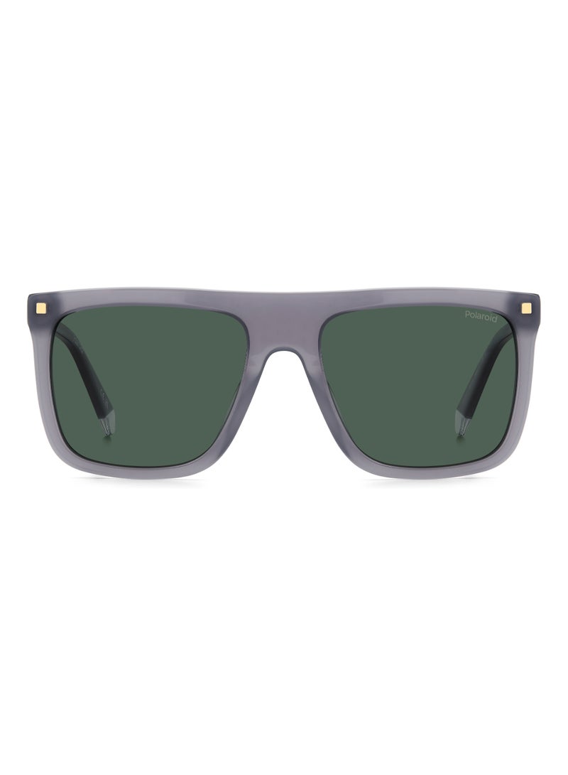 Men's Polarized Rectangular Shape Acetate Sunglasses PLD 4166/S/X GREEN 46 - Lens Size: 46.1 Mm - Grey