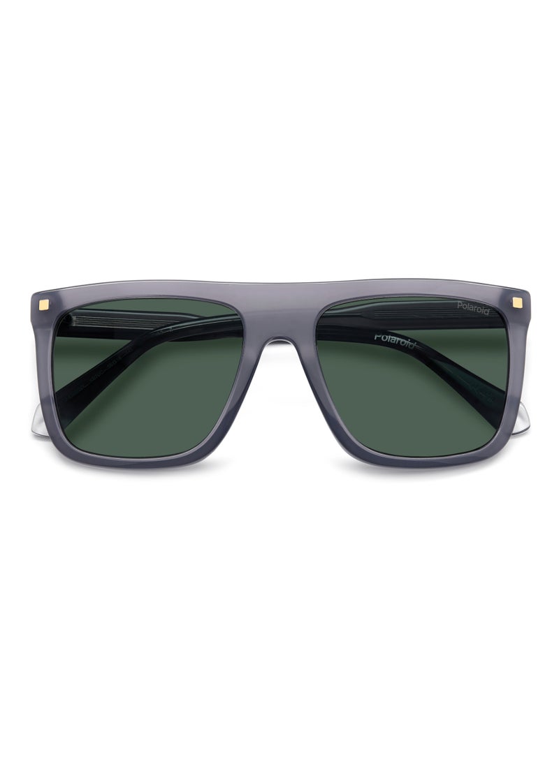 Men's Polarized Rectangular Shape Acetate Sunglasses PLD 4166/S/X GREEN 46 - Lens Size: 46.1 Mm - Grey