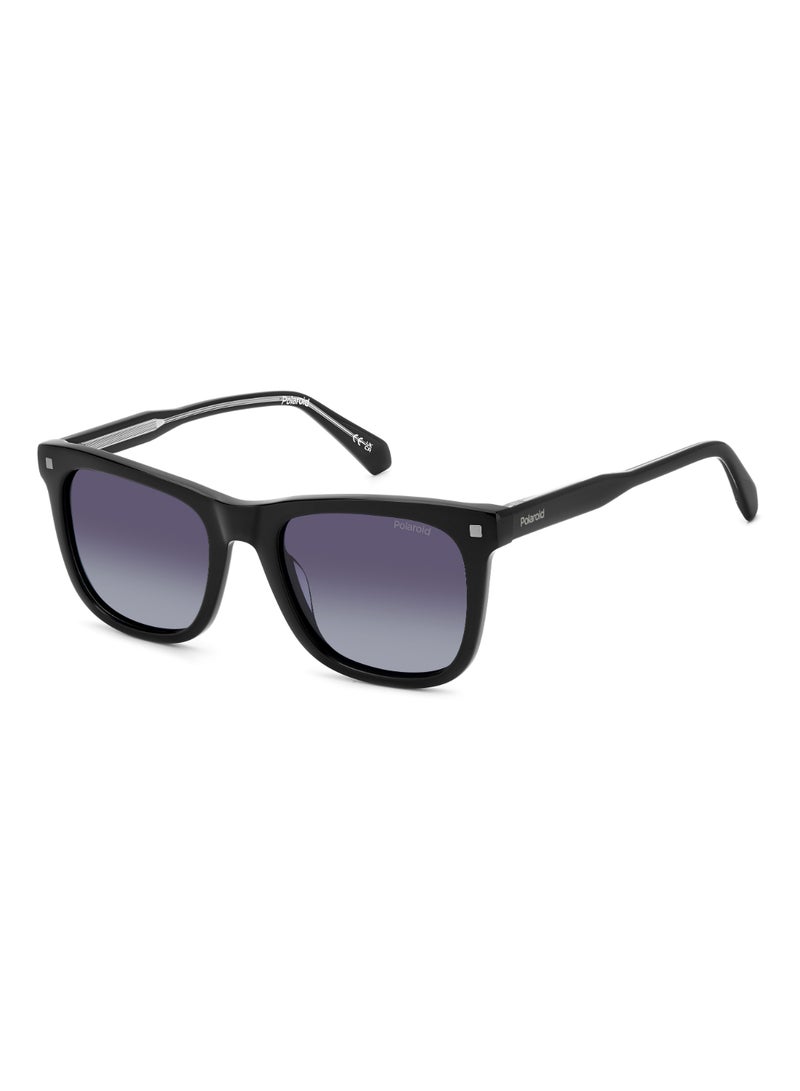 Unisex Polarized Square Shape Acetate Sunglasses PLD 4167/S/X GREY 43 - Lens Size: 43.4 Mm - Black