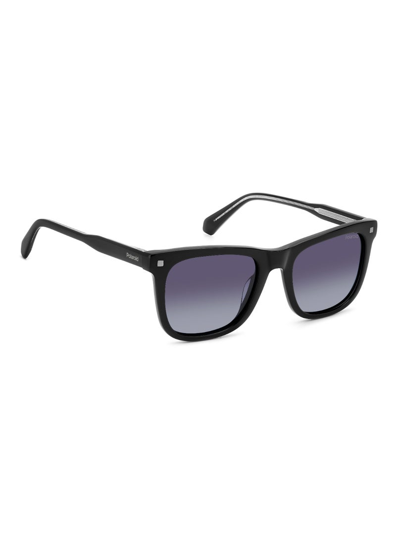 Unisex Polarized Square Shape Acetate Sunglasses PLD 4167/S/X GREY 43 - Lens Size: 43.4 Mm - Black