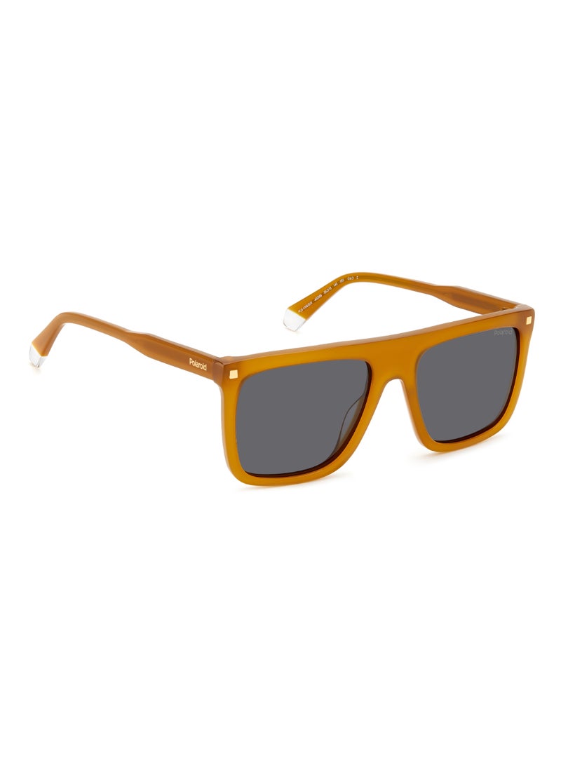 Men's Polarized Rectangular Shape Acetate Sunglasses PLD 4166/S/X GREY 46 - Lens Size: 46.1 Mm - Yellow