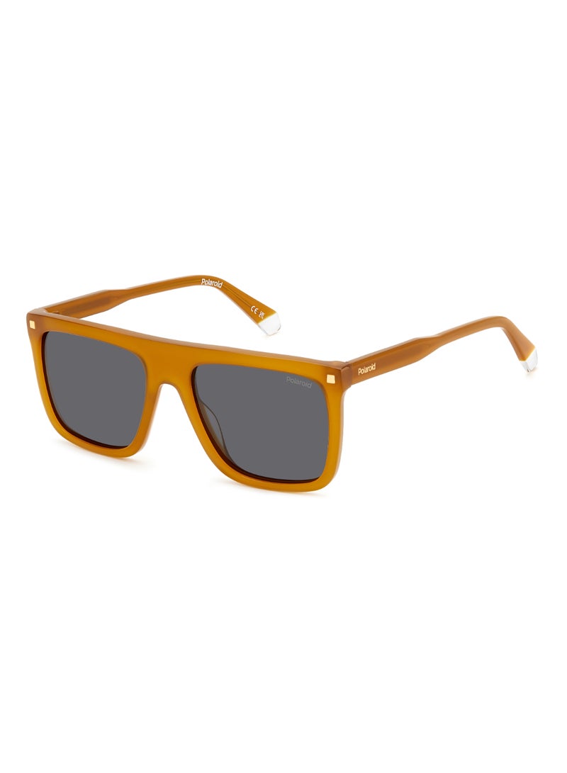 Men's Polarized Rectangular Shape Acetate Sunglasses PLD 4166/S/X GREY 46 - Lens Size: 46.1 Mm - Yellow