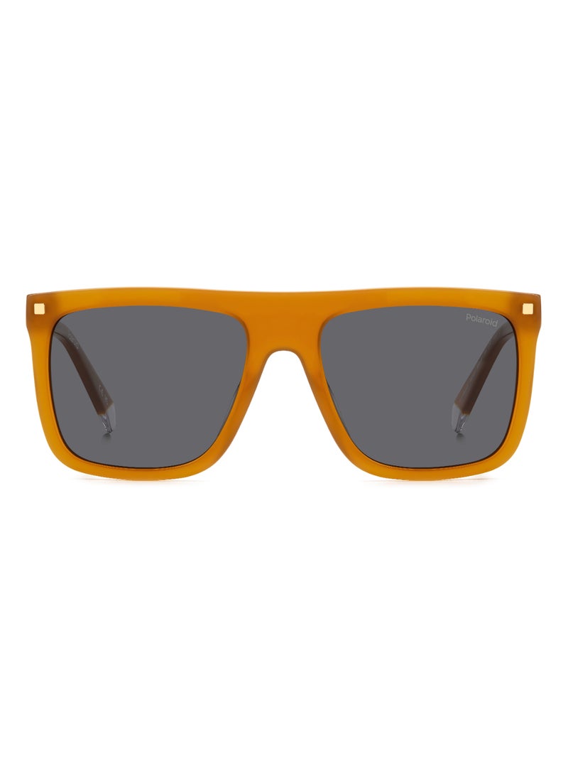 Men's Polarized Rectangular Shape Acetate Sunglasses PLD 4166/S/X GREY 46 - Lens Size: 46.1 Mm - Yellow