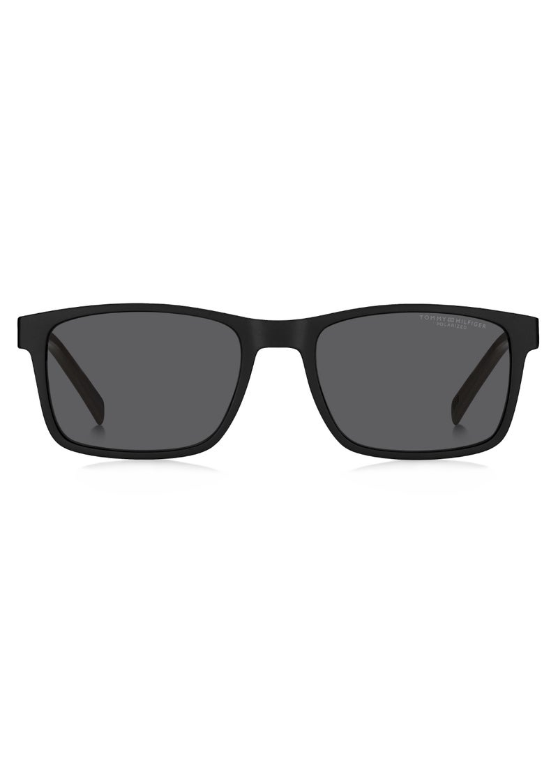Men's Polarized Rectangular Shape  Sunglasses TH 2089/S GREY 41 - Lens Size: 40.5 Mm - Mtt Black