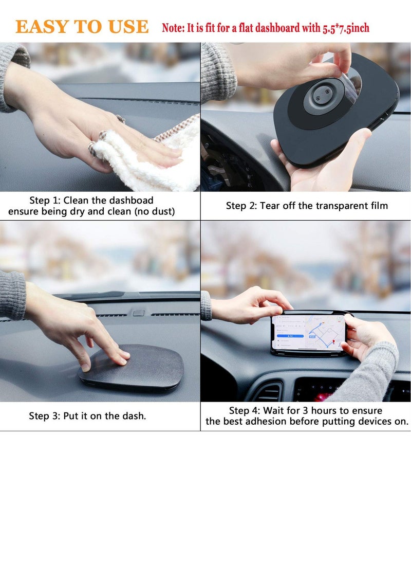 Car Dash Phone Holder, Silicone Clamshell Cell Phone Holder Mount Stands for Car Dashboard, Vehicle GPS Mount Compatible with iPhone, GPS, Galaxy, and Smartphones, Automobile Cradles Universal-Black