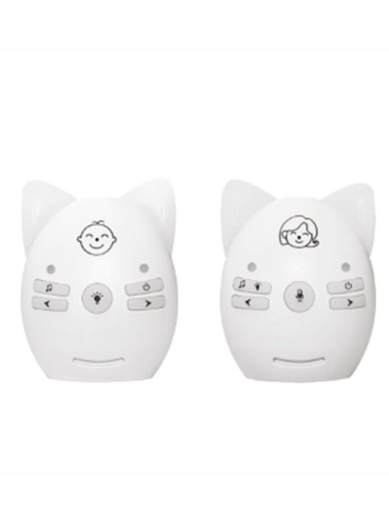 Wireless Audio Baby Monitor Two-way Talk Back Long Range Transmission VOX Mode Night Light Music Play Volume Adjustment Dual Power Supply