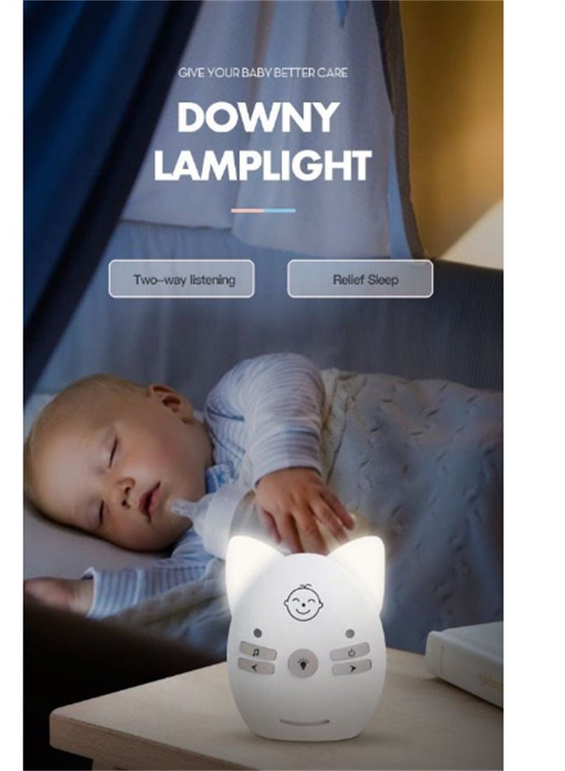 Wireless Audio Baby Monitor Two-way Talk Back Long Range Transmission VOX Mode Night Light Music Play Volume Adjustment Dual Power Supply