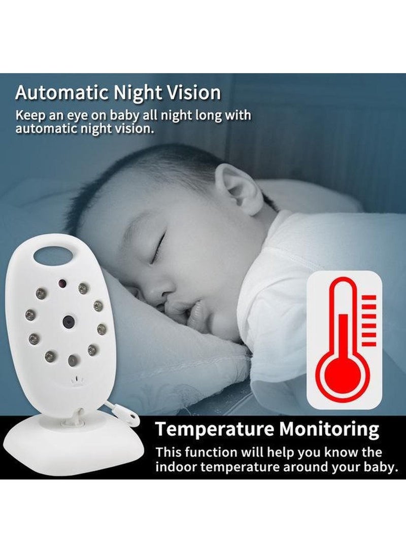 Baby Monitor Video Baby Monitor Wireless with Camera Night Vision Temperature Monitoring Lullaby, 2-Way Intercom System, Color LCD Screen, for Baby, Pet, Old People, sound sensor function